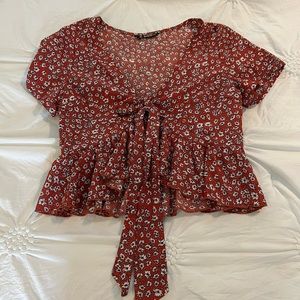Shein Tie Front Peplum Blouse